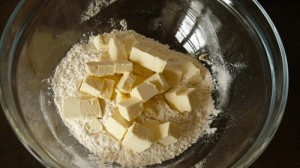 Mixing butter, flour and starch