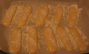 lady fingers on the baking tray