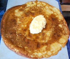 pancake with cottage cheese in the middle