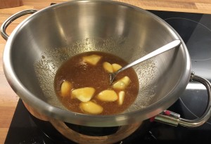 Sugar, honey and butter in a bain-marie